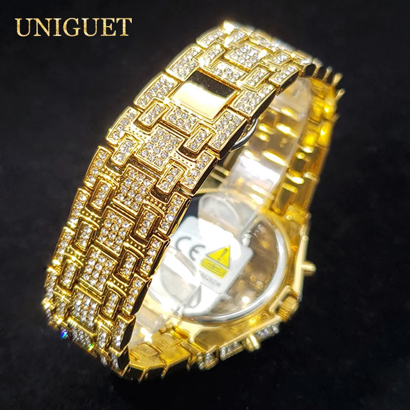 Luxury Watch For Men Full Iced Diamond Quartz Watches For Man Bright Zircon Hip Hop Hand Clock Luminous Waterproof reloj hombre