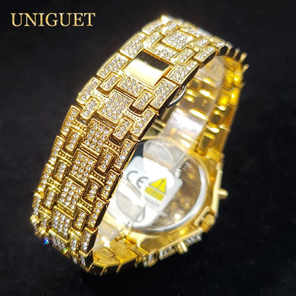 Luxury Watch For Men Full Iced Diamond Quartz Watches For Man Bright Zircon Hip Hop Hand Clock Luminous Waterproof reloj hombre