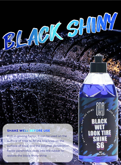 Black Wet Look Tire Shine Dressing -Automotive Clear Coat Tire Dressing Spray for Glossy Wet Tire Look,Vinyl & Plastic,Oil-Based