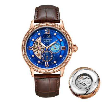 Luxurious Men's Business Automatic Mechanical Watch, with a Skeleton Design, Fashionable, Casual, Simple, Versatile, Stylish Men's Watch, Combining Luxury and Fashion, Perfect as a Gift during Holidays and Business Gatherings