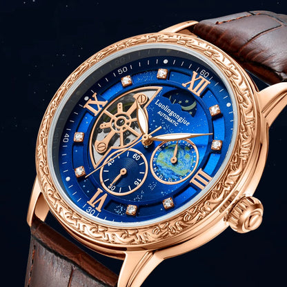 Luxurious Men's Business Automatic Mechanical Watch, with a Skeleton Design, Fashionable, Casual, Simple, Versatile, Stylish Men's Watch, Combining Luxury and Fashion, Perfect as a Gift during Holidays and Business Gatherings