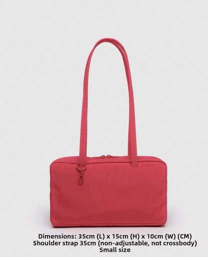 BAGGU Large Square Shoulder Bag Horizontal Casual Canvas Top-Handle Handbag Simple Leisure Bowler Bag for Everyday Use