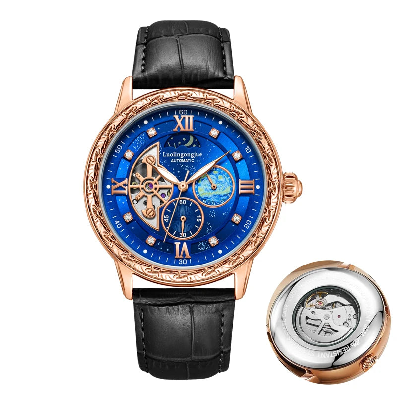 Luxurious Men's Business Automatic Mechanical Watch, with a Skeleton Design, Fashionable, Casual, Simple, Versatile, Stylish Men's Watch, Combining Luxury and Fashion, Perfect as a Gift during Holidays and Business Gatherings