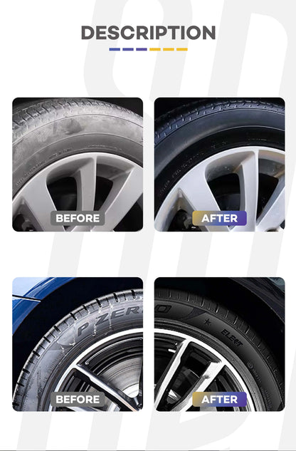 Black Wet Look Tire Shine Dressing -Automotive Clear Coat Tire Dressing Spray for Glossy Wet Tire Look,Vinyl & Plastic,Oil-Based