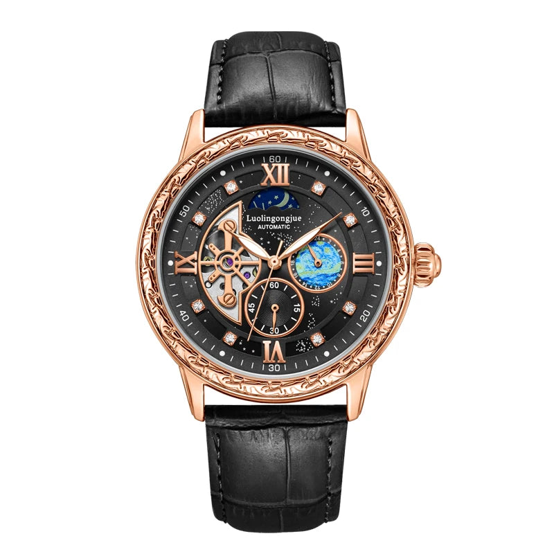 Luxurious Men's Business Automatic Mechanical Watch, with a Skeleton Design, Fashionable, Casual, Simple, Versatile, Stylish Men's Watch, Combining Luxury and Fashion, Perfect as a Gift during Holidays and Business Gatherings