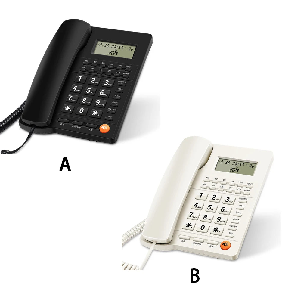 Desk Corded Telephone With Display For Home/Hotel/Office Support Music On Hold Landline Phone Corded B